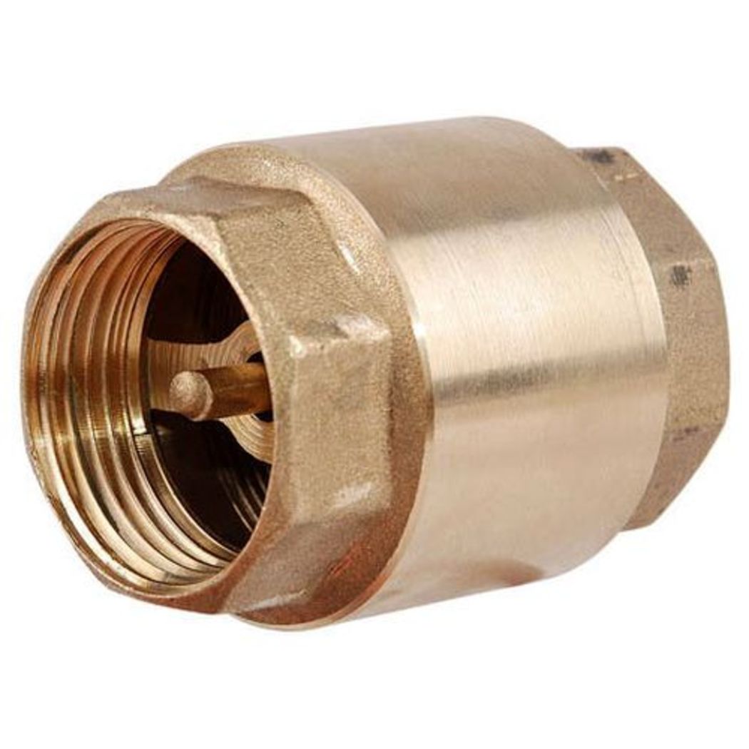 Клапан обратный латунный, SGL, Ду-15, Ру-10, муфтовый, пружинный дисковый, с металлическим штоком ГРОЕН