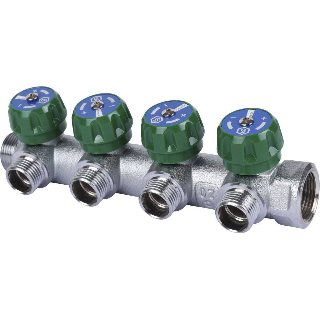 STOUT  SMB-6850-341204 STOUT Коллектор регулирующий 3/4", 4 отвода 1/2" STOUT SMB-6850-341204 по лучшей цене с доставкой - интернет-магазин Прогрессивные решения
