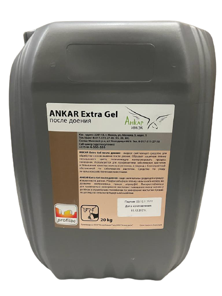 Средство для обработки вымени ANKAR Extra Gel (Канистра 20 кг). Прогрессивные решения 0301.033 по лучшей цене с доставкой - интернет-магазин Прогрессивные решения